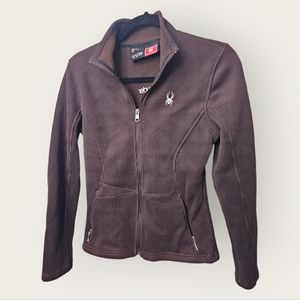 Spyder Knit Zip Up Athletic Performance Jacket Brown Women's Size Medium